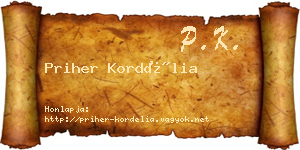 Priher Kordélia névjegykártya